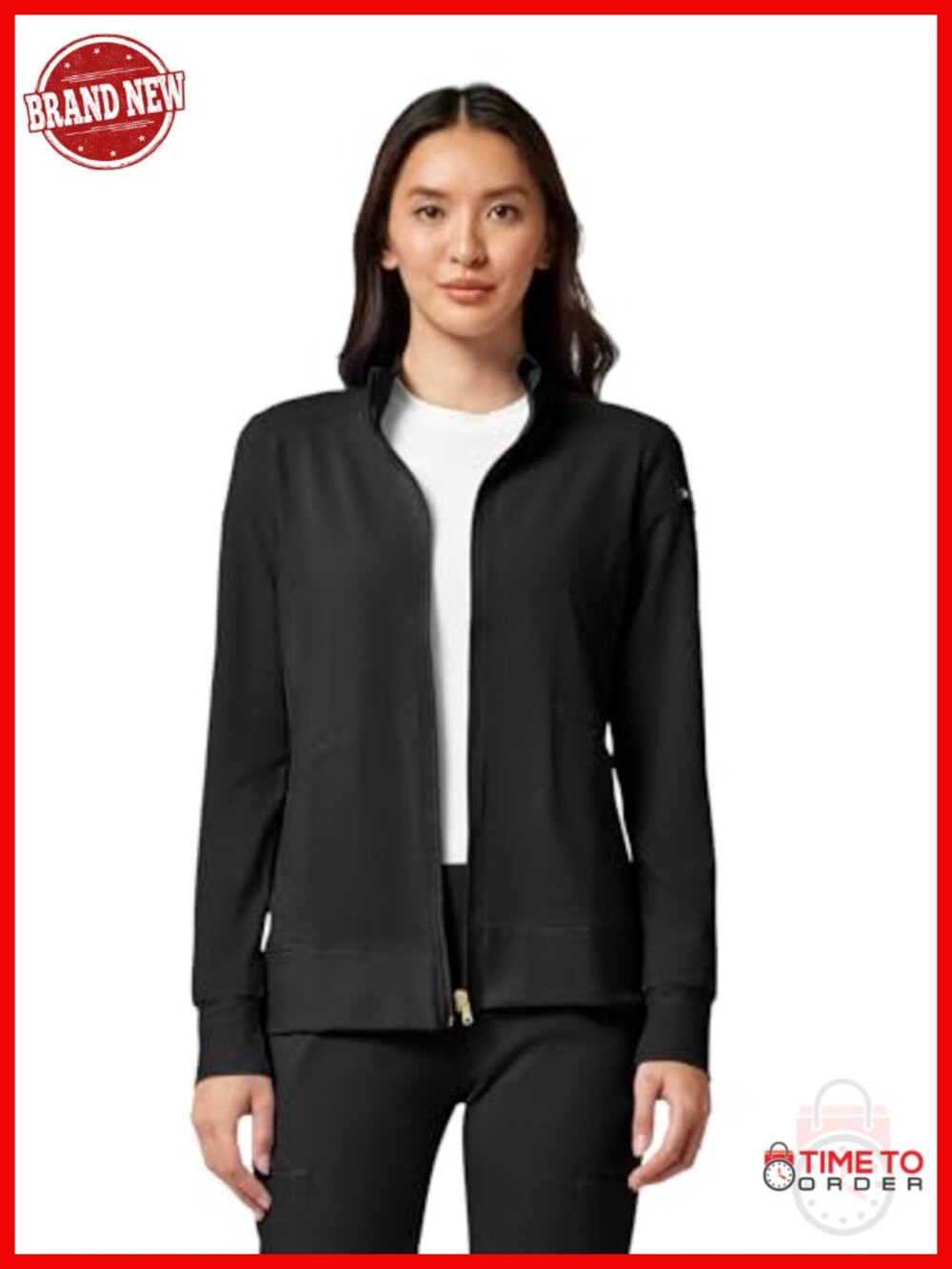 Zip Front Scrub Jacket, 2 Pockets, Princess Seams, Moisture Wicking, 360
